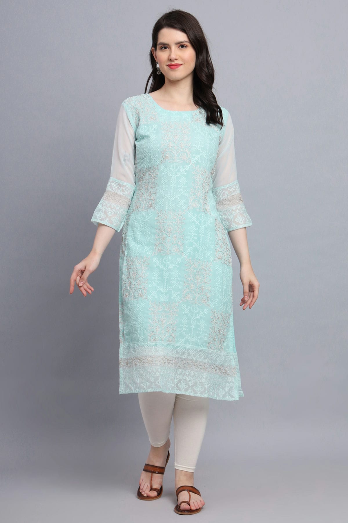 Sea Green Colour Georgette Kurti