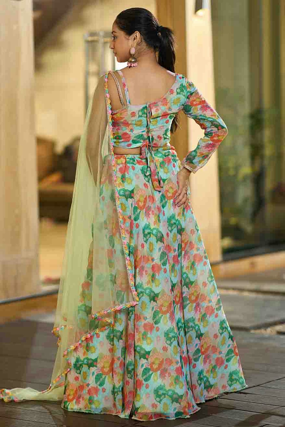 Sea Green Colour Georgette Semi Stitched Lehenga Choli VSLC1170100