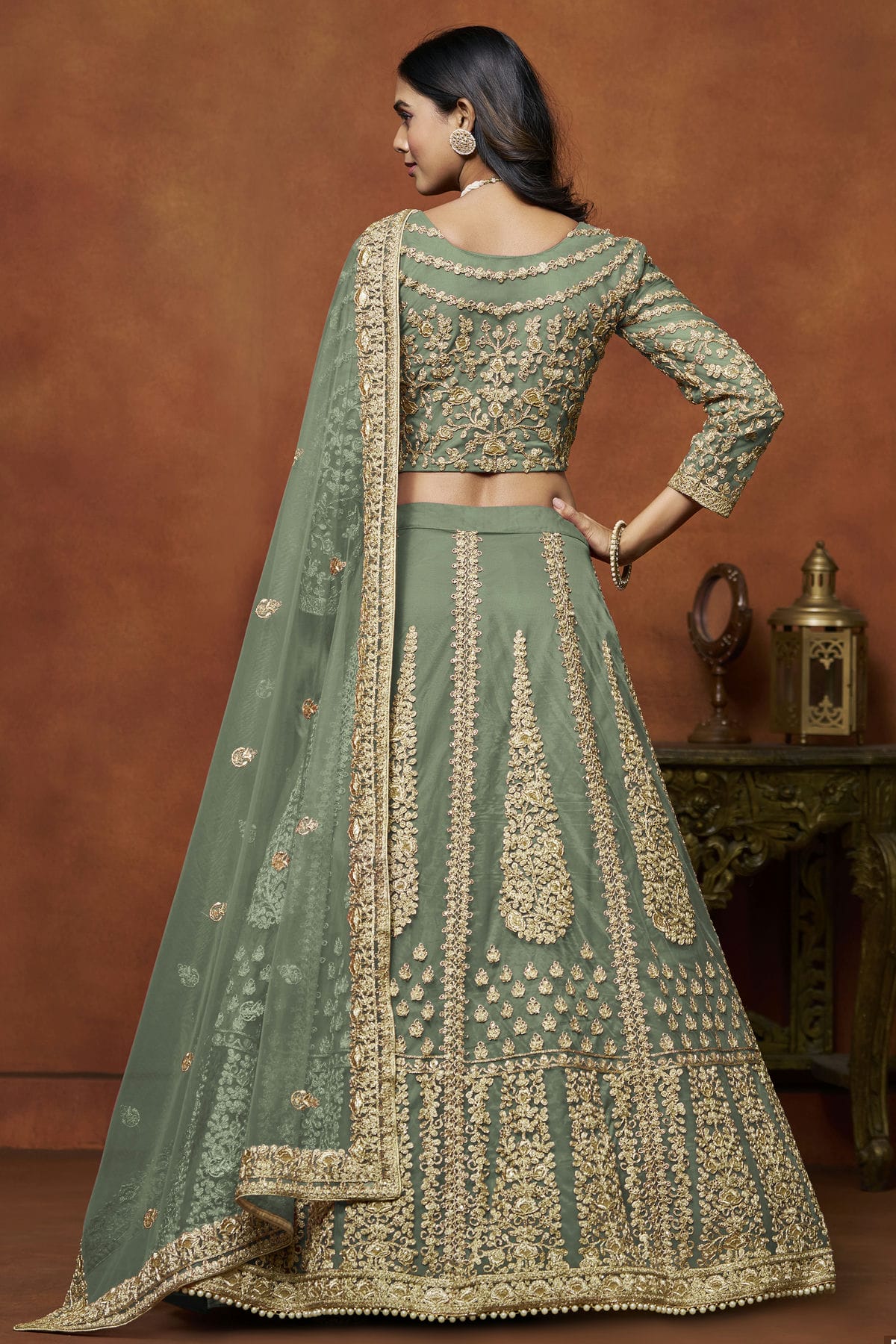 Sea Green Colour Net Lehenga Choli VSLC1050646