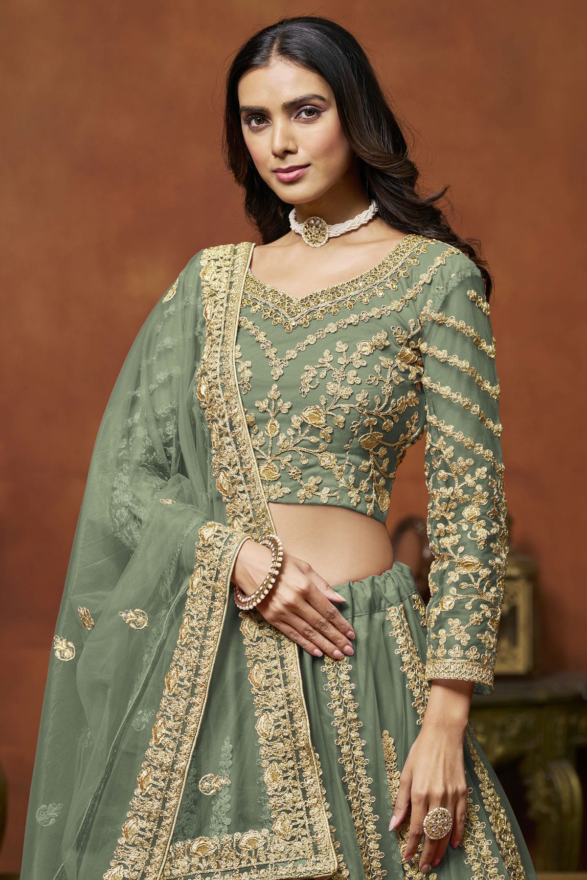 Sea Green Colour Net Lehenga Choli VSLC1050646