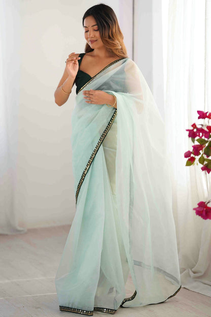 Sea Green Colour Twill Net Desginer Saree VSSD1113836