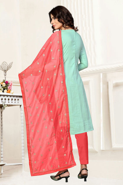 Sea Green Colour Unstitched Glass Cotton Straight Suit VSUS1160873