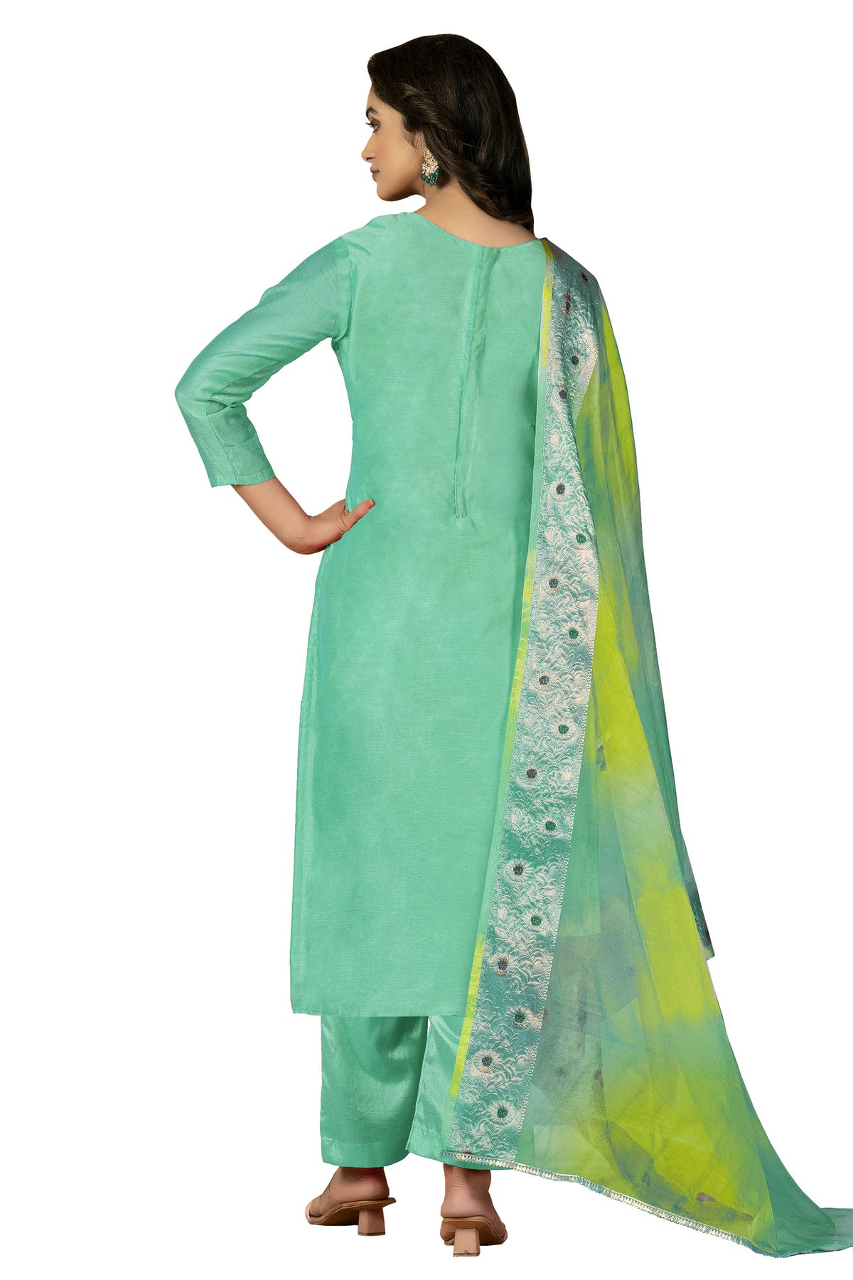 Sea Green Colour Unstitched Modal Cotton Jacquard Fabric Straight Suit VSUS1160968
