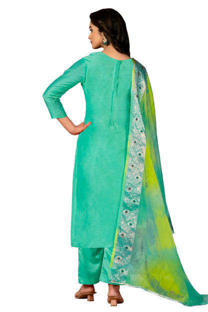 Sea Green Colour Unstitched Modal Cotton Jacquard Fabric Straight Suit VSUS1160968