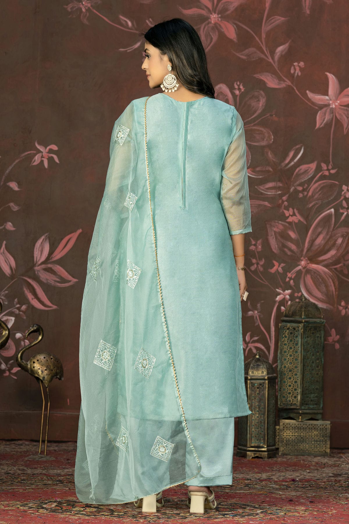 Sea Green Colour Unstitched Pure Organza Straight Suit VSUS1161351