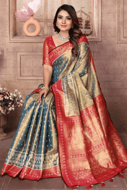 Sea Green Colour Woven Work Pure Banarasi Tissue Silk Traditional Saree