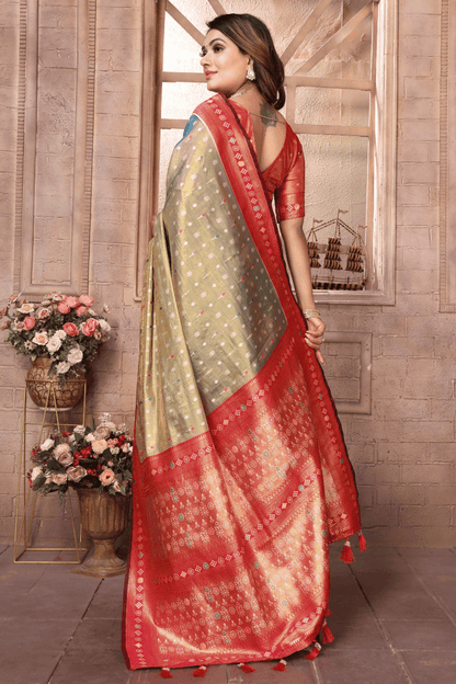 Sea Green Colour Woven Work Pure Banarasi Tissue Silk Traditional Saree