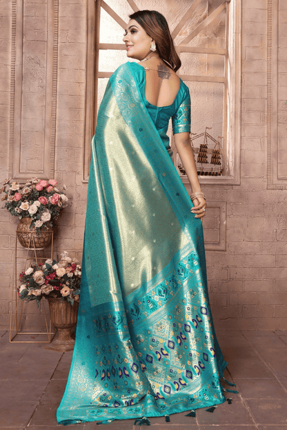 Sea Green Colour Woven Work Pure Banarasi Tissue Silk Traditional Saree