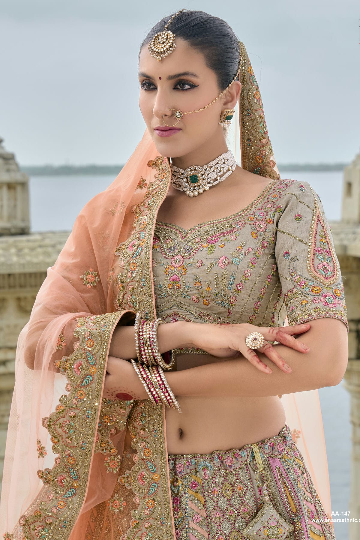 Sea Green Embroidery Silk Lehenga Choli VSLC1290133