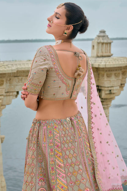 Sea Green Embroidery Silk Lehenga Choli VSLC1290133