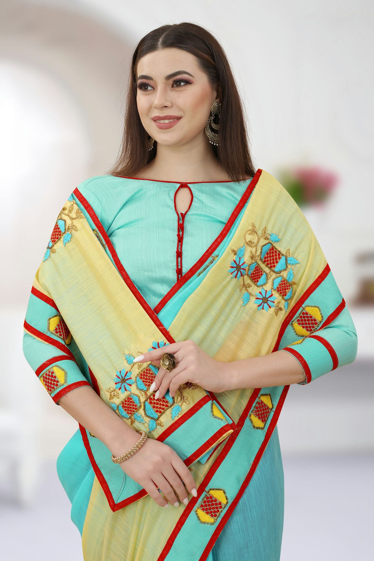 Sky Blue Colour Art Silk Designer Saree VSLC1121317