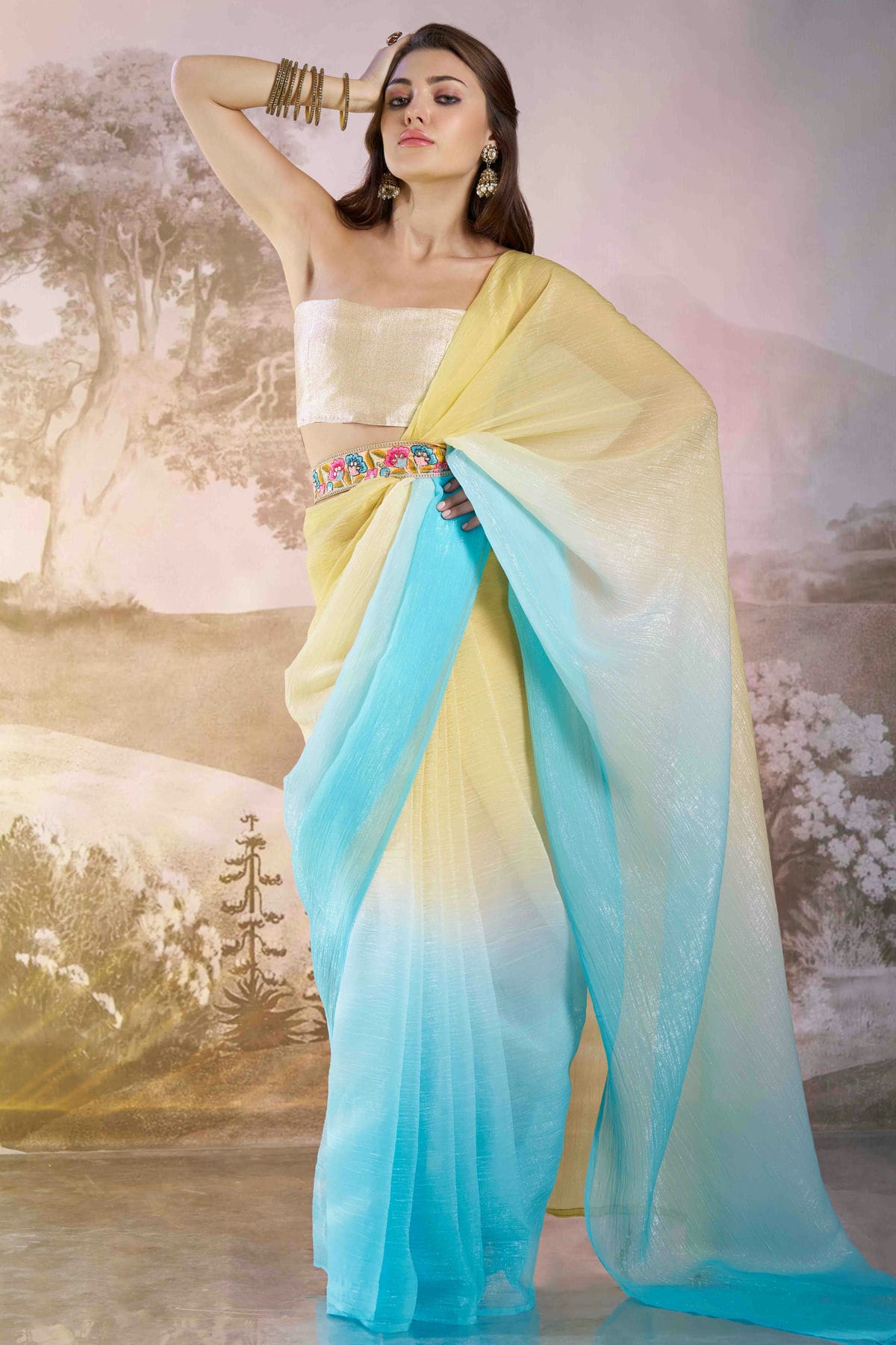 Sky Blue Colour Chiffon Designer Saree VSSD1113023