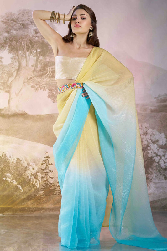 Sky Blue Colour Chiffon Designer Saree VSSD1113023