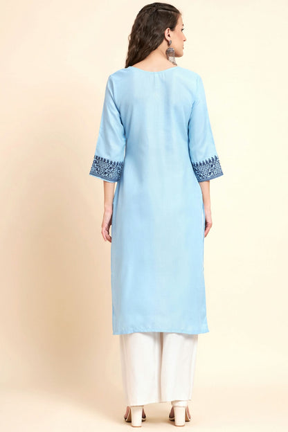 Sky Blue Colour Cotton Kurti VSKR1111057