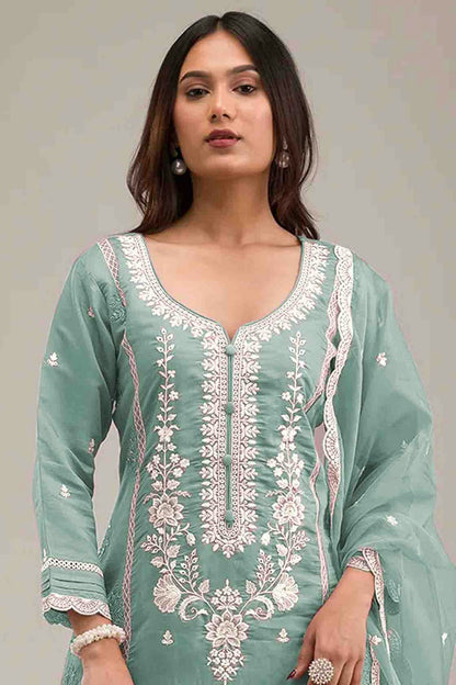 Sky Blue Colour Cotton Pakistani Suit VSSM1140837