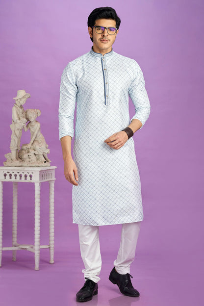 Sky Blue Colour Cotton Pintex Work Kurta Pajama VSKP1230182