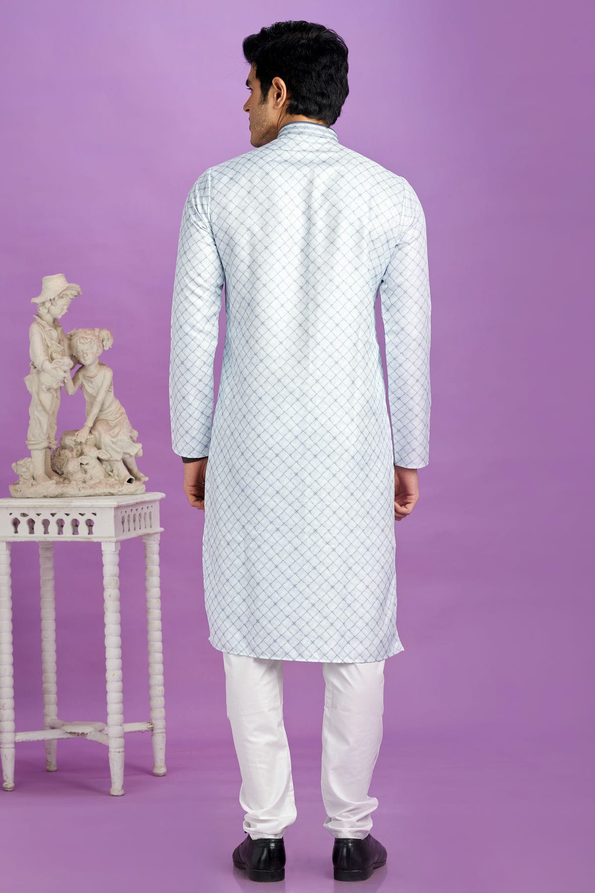 Sky Blue Colour Cotton Pintex Work Kurta Pajama VSKP1230182