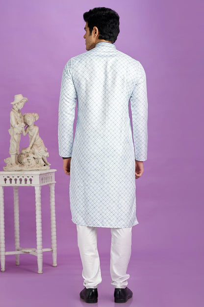 Sky Blue Colour Cotton Pintex Work Kurta Pajama VSKP1230182