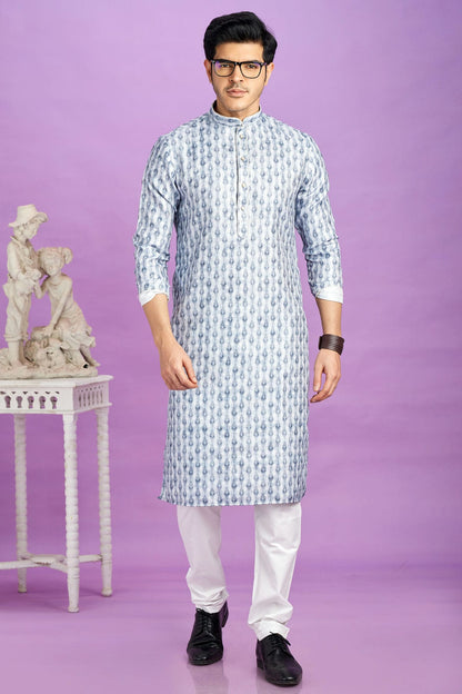 Sky Blue Colour Cotton Pintex Work Kurta Pajama VSKP1230192