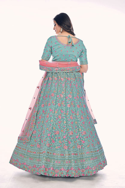 Sky Blue Colour Embroidery Gota Silk Lehenga Choli VSLD1080771