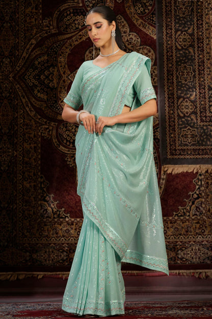 Sky Blue Colour Georgette Designer Saree VSSD1080878