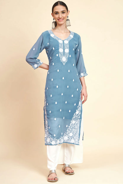 Sky Blue Colour Georgette Kurti