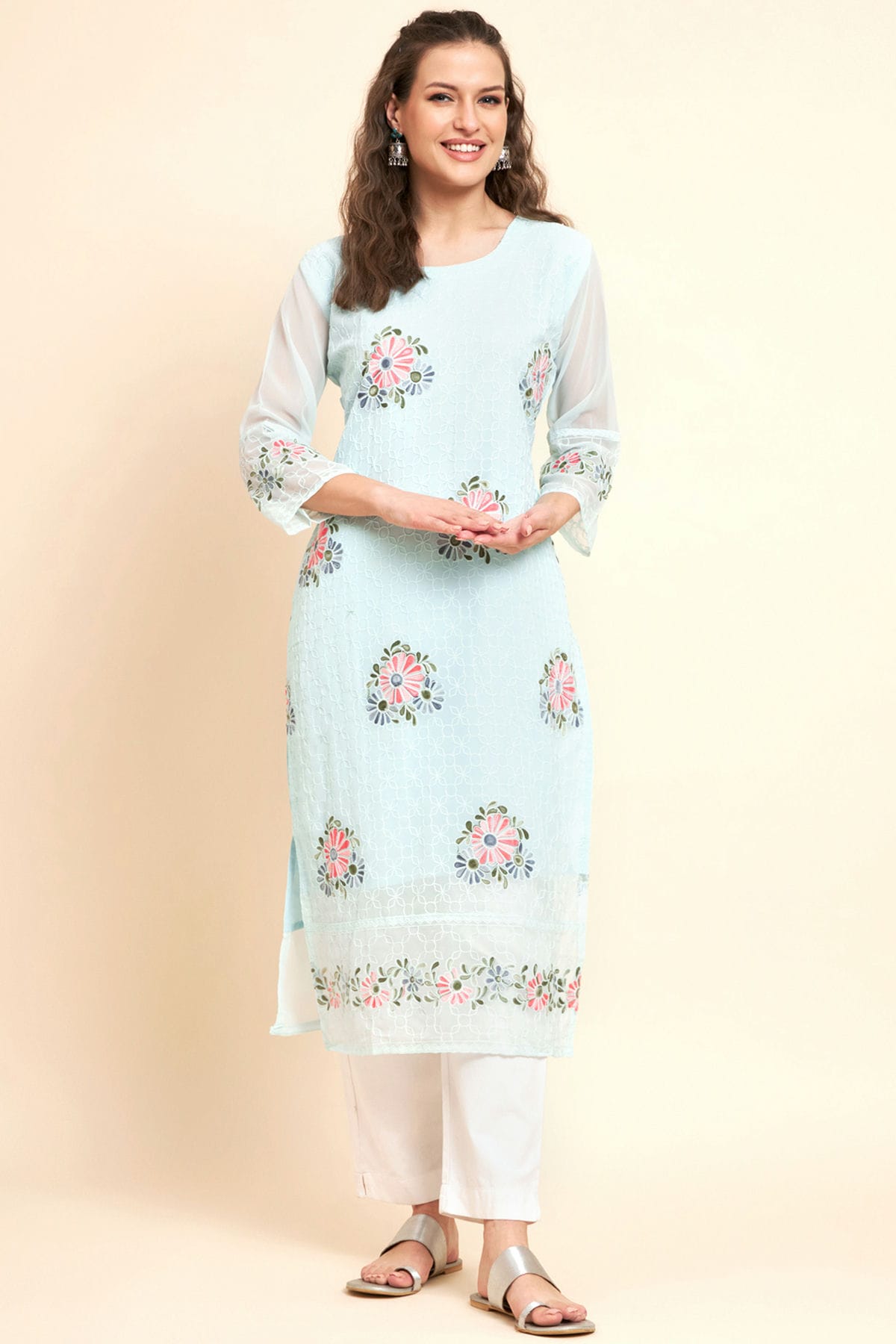 Sky Blue Colour Georgette Kurti