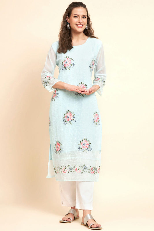 Sky Blue Colour Georgette Kurti
