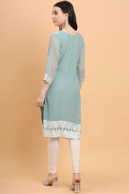 Sky Blue Colour Georgette Kurti VSKR1111181