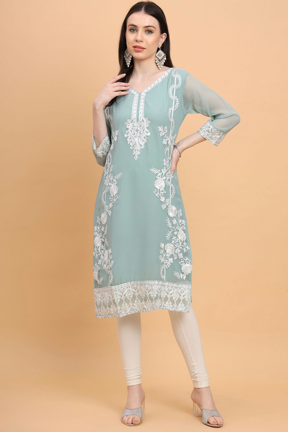 Sky Blue Colour Georgette Kurti