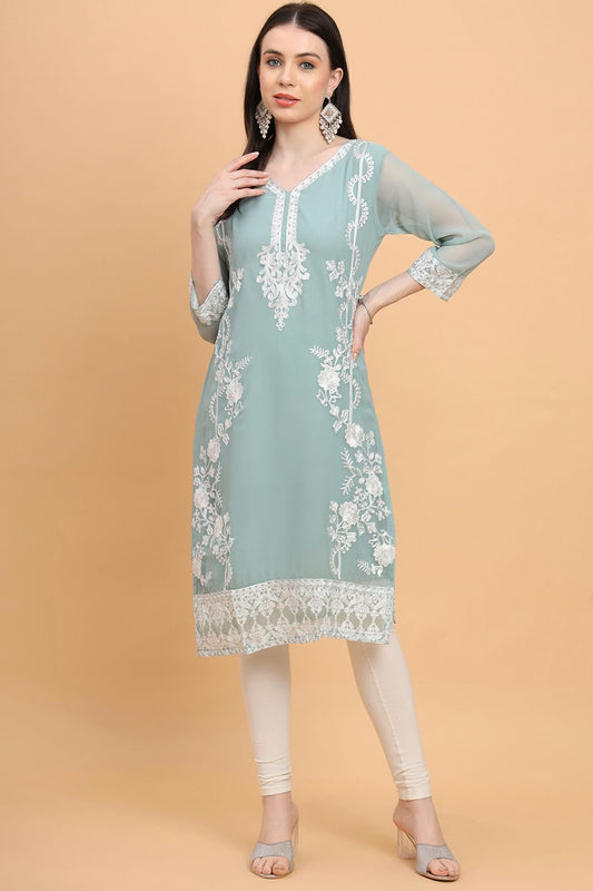 Sky Blue Colour Georgette Kurti