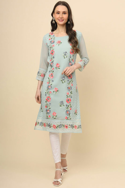 Sky Blue Colour Georgette Kurti