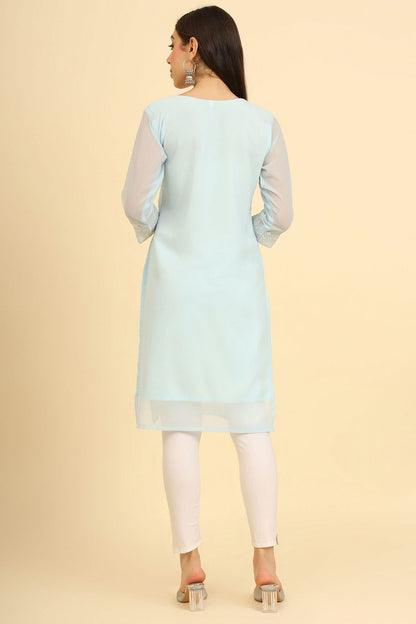 Sky Blue Colour Georgette Kurti VSKR1111223