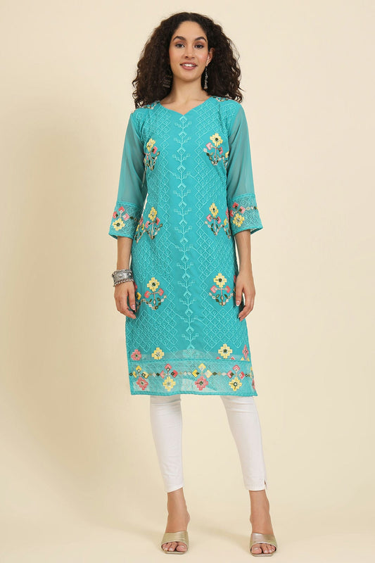 Sky Blue Colour Georgette Kurti