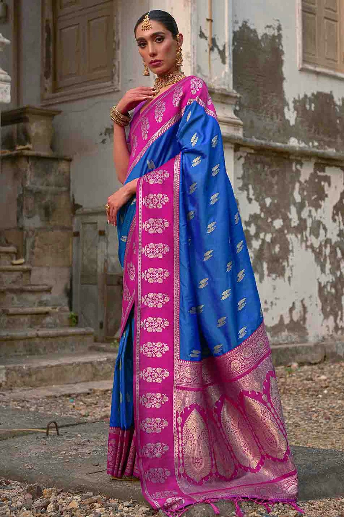 Sky Blue Colour Kanchi Silk Traditional Saree