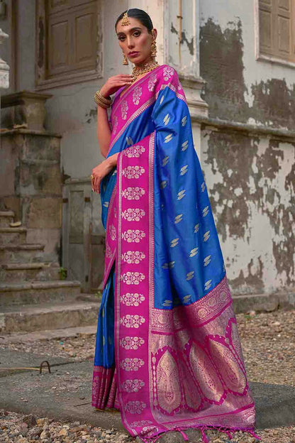 Sky Blue Colour Kanchi Silk Traditional Saree