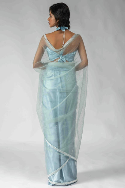 Sky Blue Colour Net Ready To Wear Saree VSSD1122055