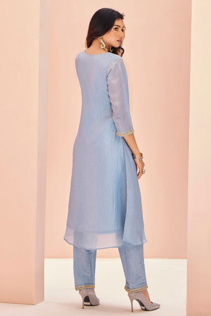 Sky Blue Colour Organza Indo Western Dress VSTP1080924