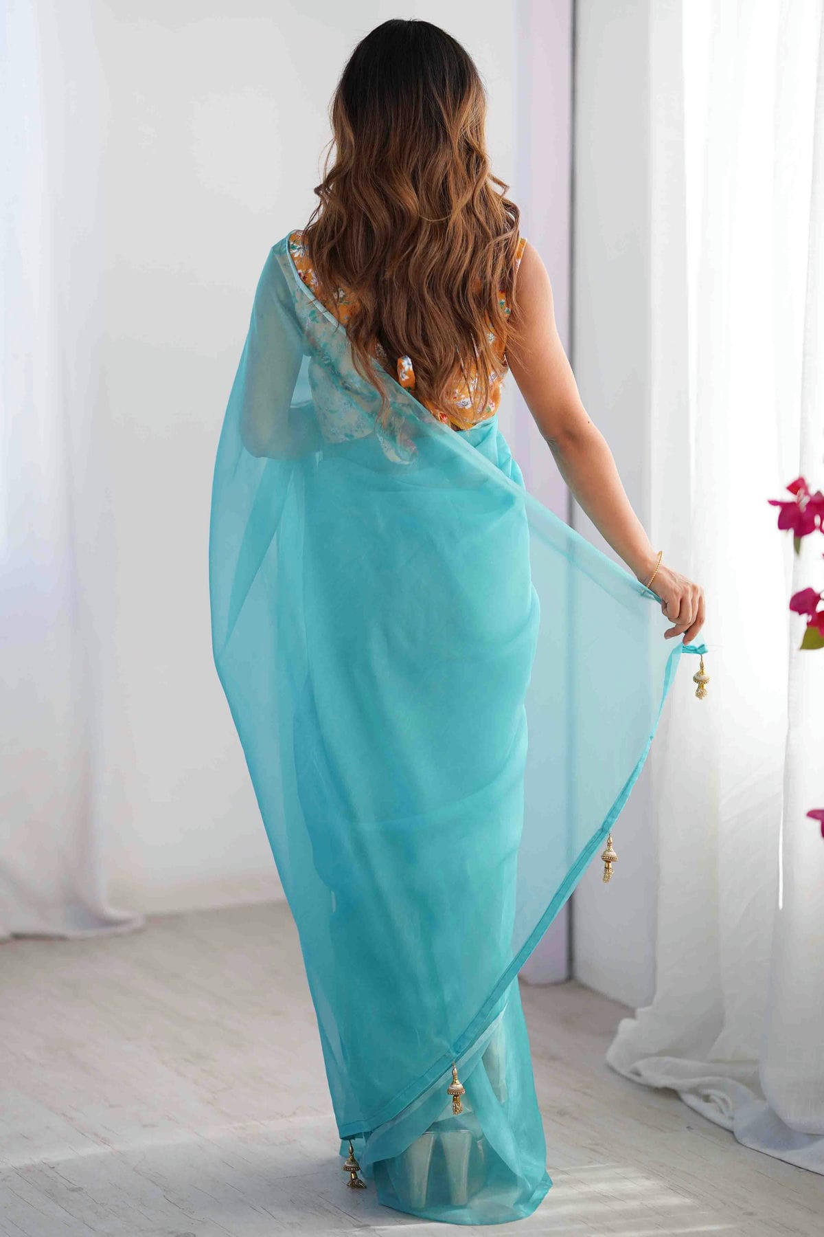 Sky Blue Colour Organza Saree VSSD1113832