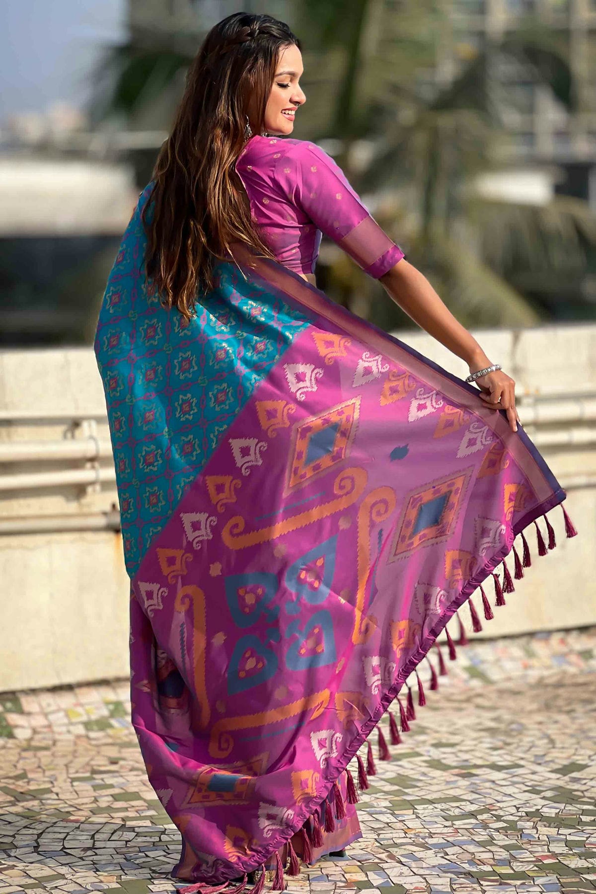 Sky Blue Colour Patola Silk Traditional Saree