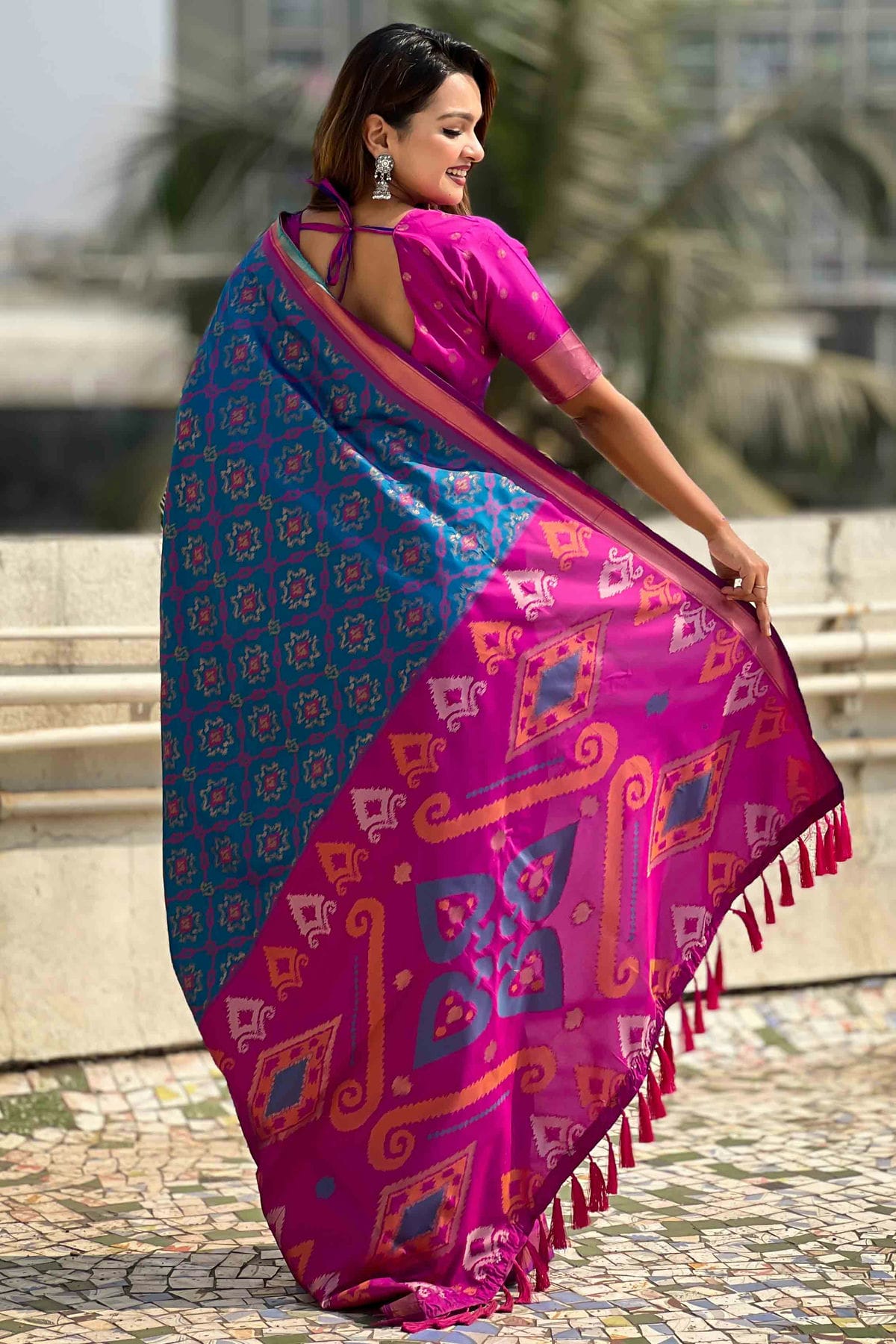 Sky Blue Colour Patola Silk Traditional Saree