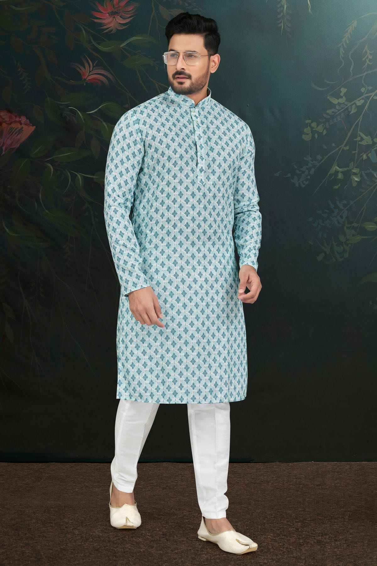Sky Blue Colour Rayon Kurta Pajama VSKP1040485