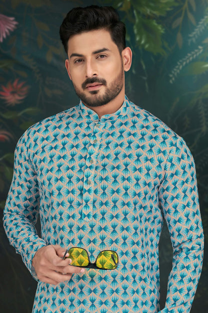 Sky Blue Colour Rayon Kurta Pajama VSKP1040487