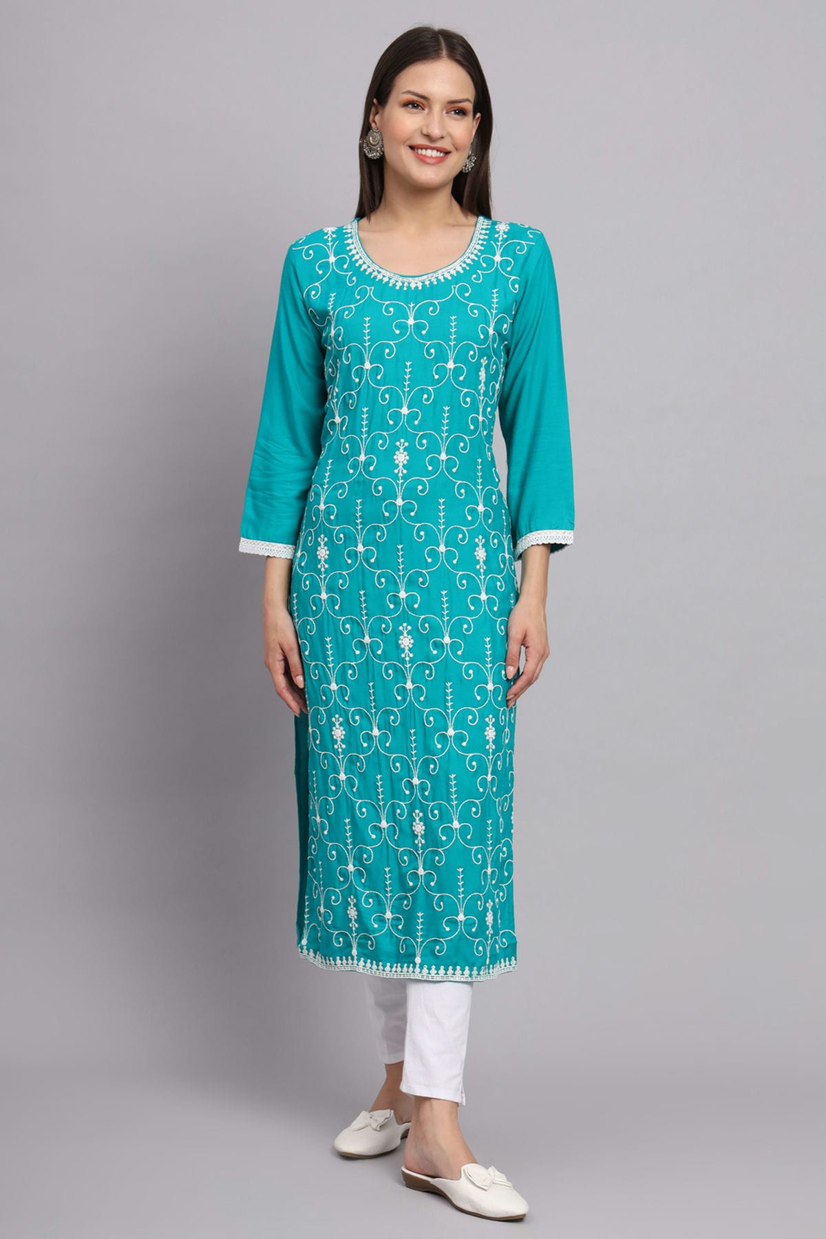 Sky Blue Colour Rayon Kurti