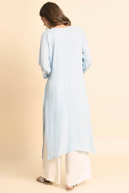 Sky Blue Colour Rayon Kurti VSKR1111115