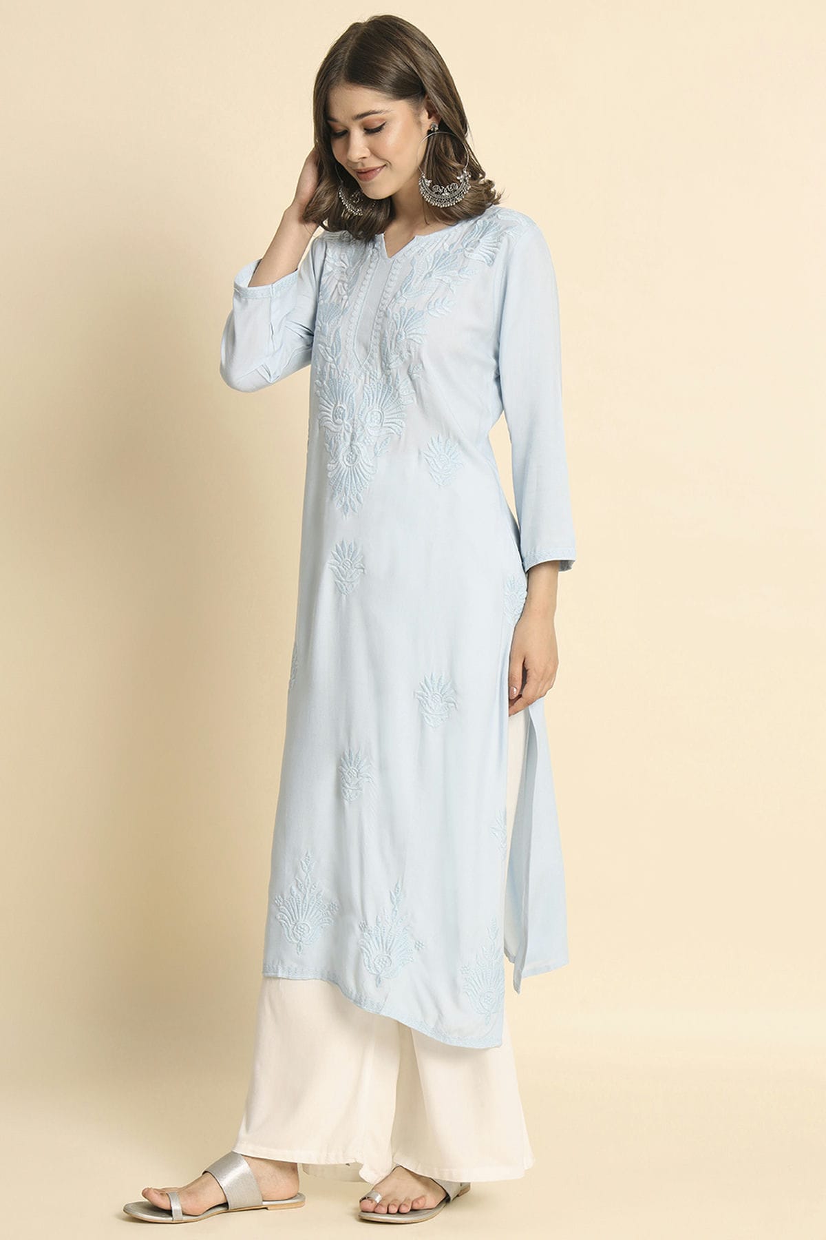 Sky Blue Colour Rayon Kurti