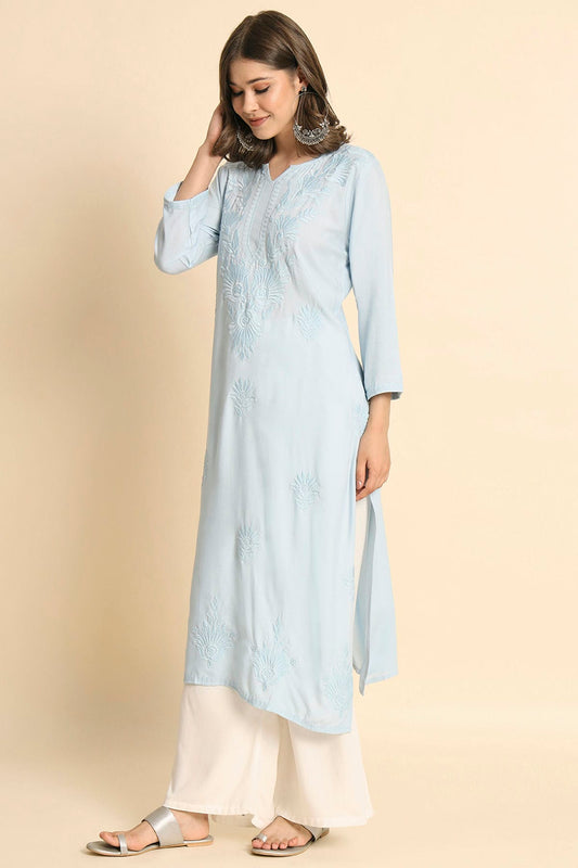 Sky Blue Colour Rayon Kurti