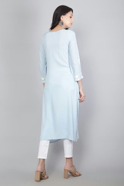 Sky Blue Colour Rayon Kurti VSKR1111121