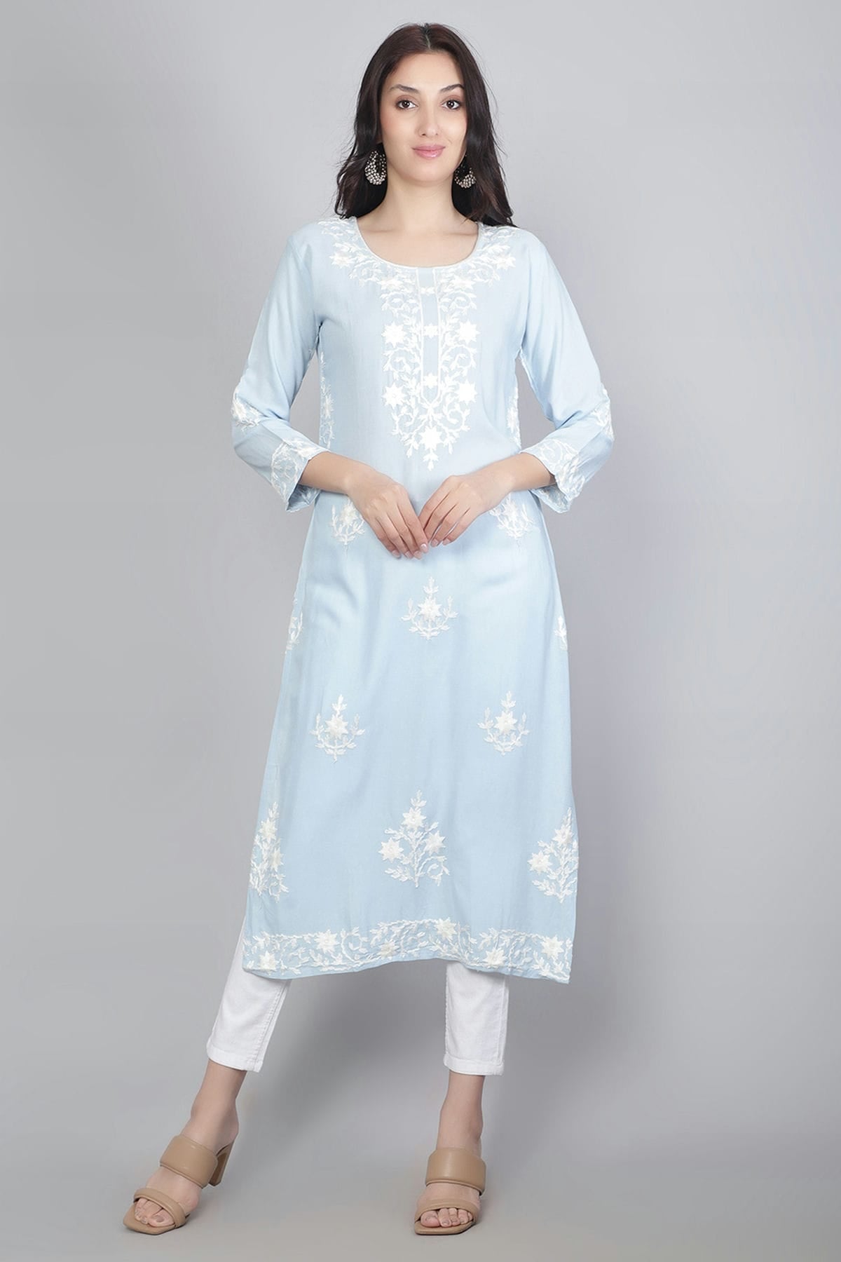 Sky Blue Colour Rayon Kurti