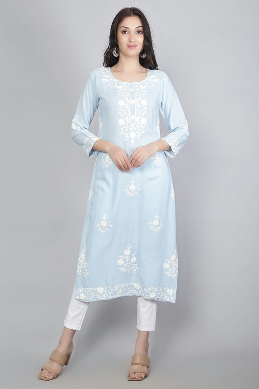 Sky Blue Colour Rayon Kurti